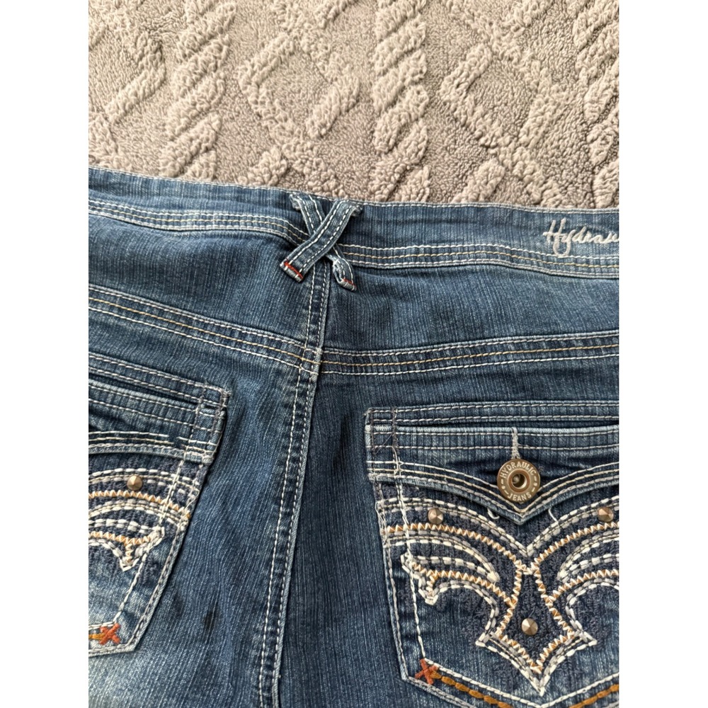 Hydraulic Womens 16W Denim Bermuda Shorts Medium Wash Whiskered Embellished Y2K - Picture 9 of 10